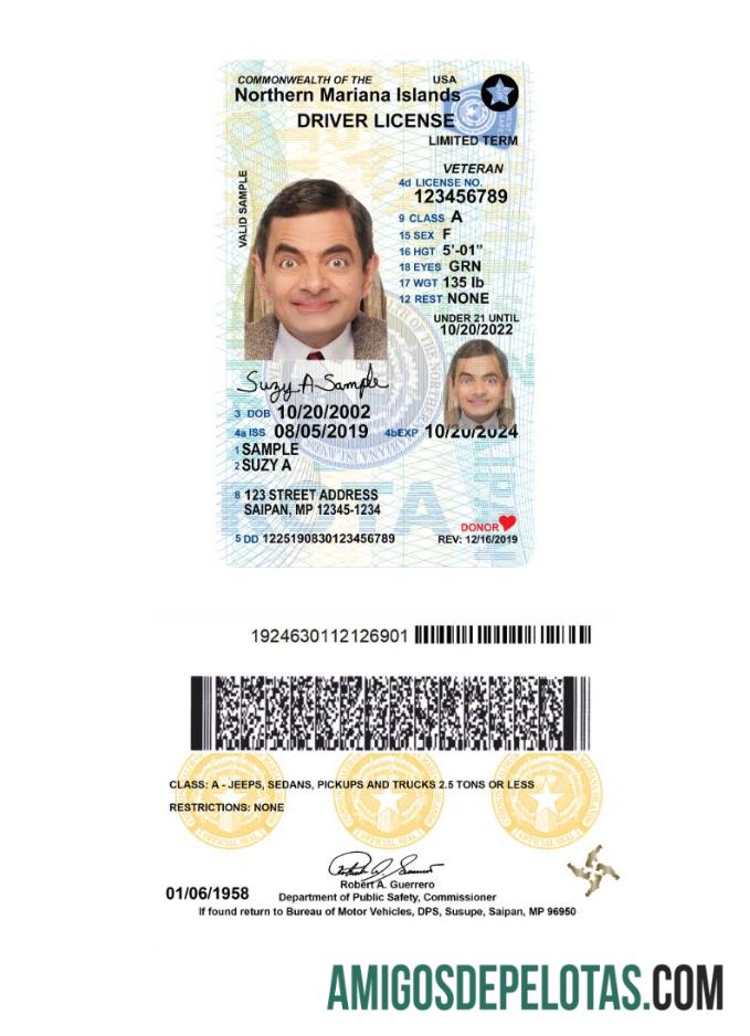 Ilhas Marianas do Norte dos EUA, carteira de motorista com menos de 21 anos, presente em 2019 exemplo